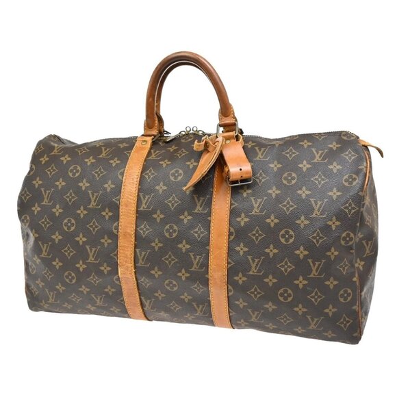 LOUIS VUITTON Keepall 50 Travel Hand Bag Monogram Leather Brown M41426 31FB668 - Picture 1 of 16